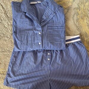 Blue Striped Women's Pajama Set